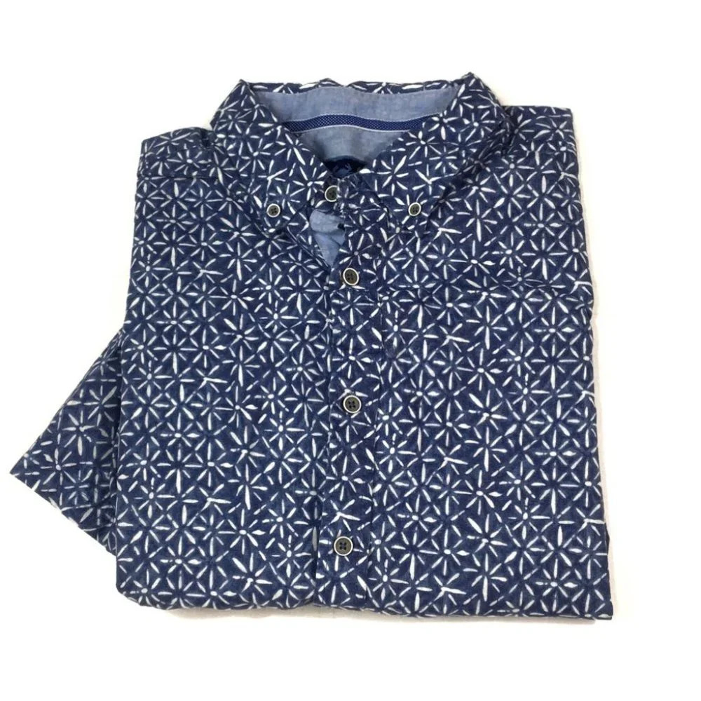 BF76 Men’s Charleston Threads Preppy Beach Short Sleeve Button Down Shirt L